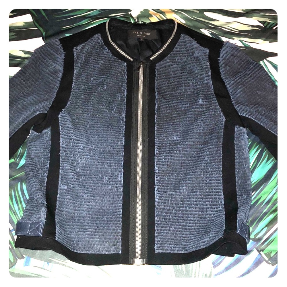 Rag And Bone Navy Suede Jacket - image 2